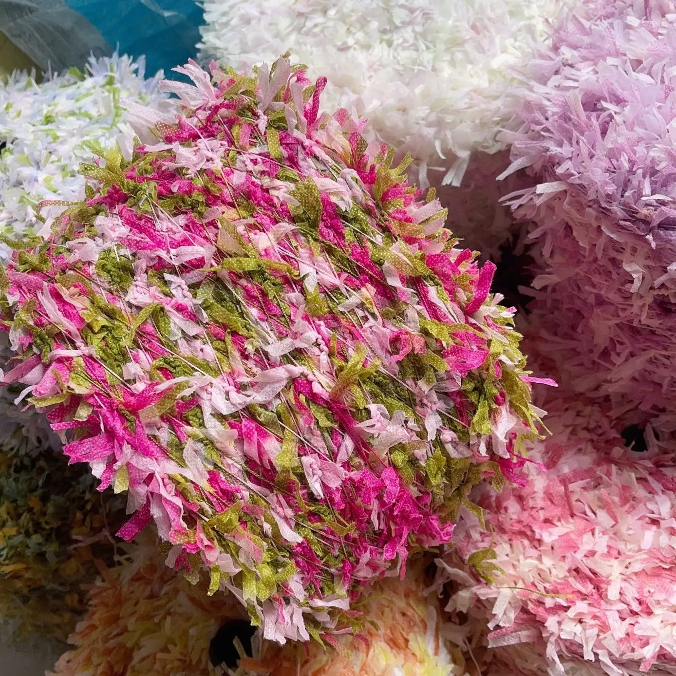 

500g New Section Dyed Butterfly Yarn Three Piece Paper Flower Yarn Butterfly Large Paper DIY Hand Mixed Thread Wiring Hat Bag