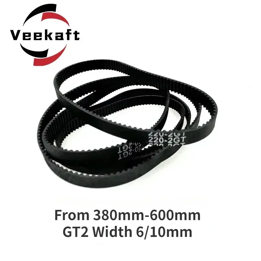 Veekaft 1PCS 3D Printer Parts GT2 6mm/10mm Closed Loop Rubber Timing Belt From 380mm-600mm Width 6mm/10mm 2GT Synchronous Belt