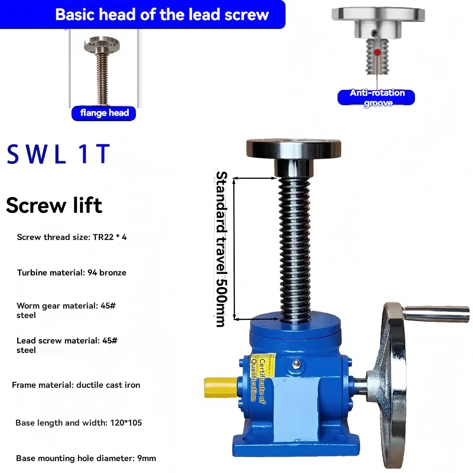 1T 2.5T SWL screw lift hand crank electric turbine worm, screw, hoist turbine worm gear reducer