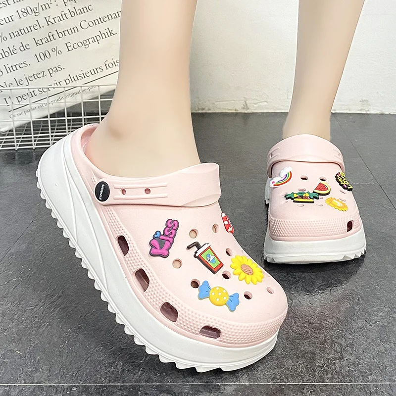 

Sandalias Mujer Verano 2023 Cute Cartoon Women Sandals Casual Chunky Platform Garden Shoe Outdoor Beach Slide Massage Slippers