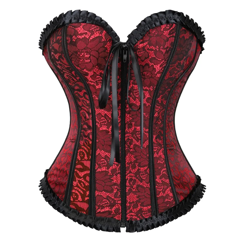 

Women's renaissance corsets with zipper front sexy lingerie top burlesque plus size bustier top vintage korsett red purple 6XL