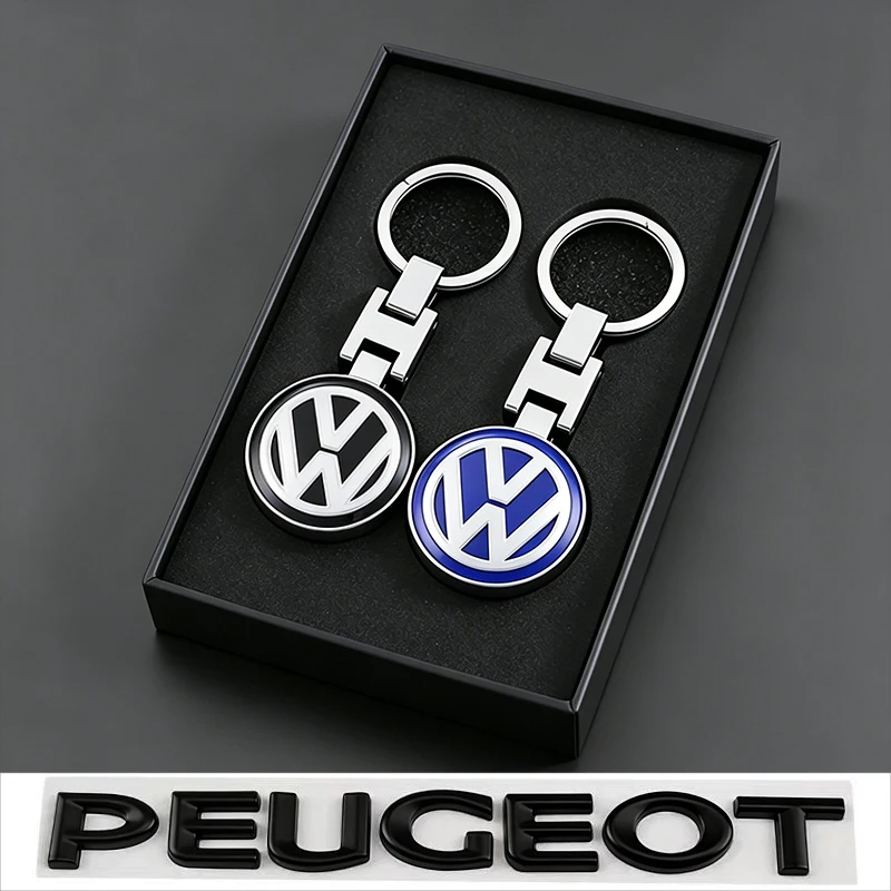 Image of 3D Metall Auto-Logo Schlüsselanhänger Zubehör Reifenventil für VW GTI Golf Polo Passat CC Tiguan T-ROC Jetta Arteon Beetle MK7.