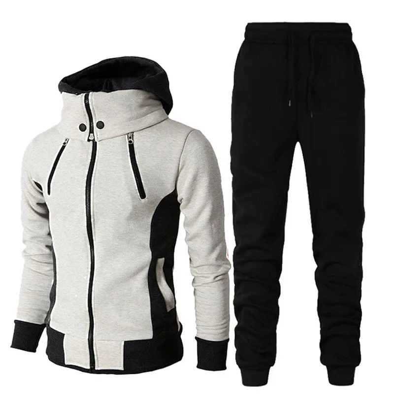 2023 new Hot Sale Men\'s Brand Tracksuit Casual Jogging Suit/set Outdoor Suit Zipper Jacket + Black Sweatpant 2pcs