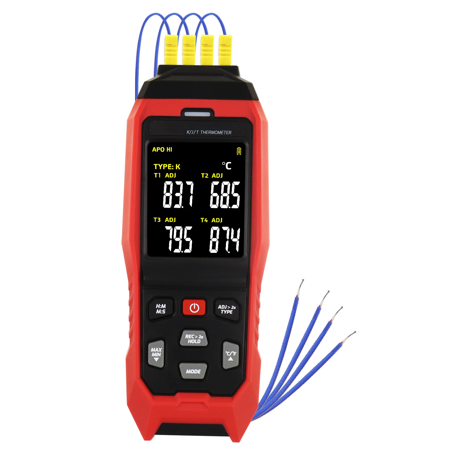 

Real Time Data Logging Thermometer 4 Channel Temperature Audible and Visible Alarm K J T Thermocouple for Industrial Monitoring