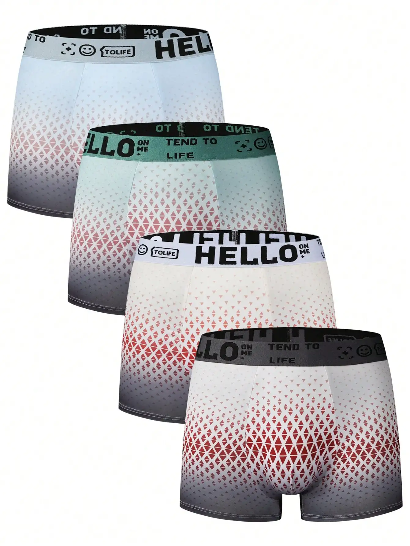 

4 шт. мужских боксерских шорт с эластичным поясом и геометрическим принтом