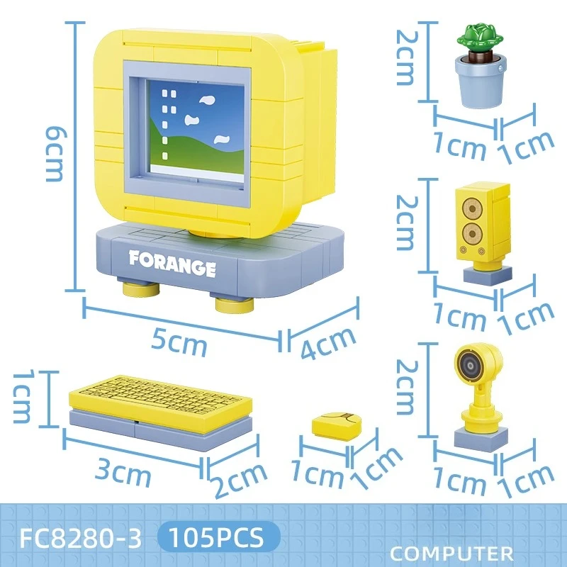 Sembo mini blocos de construção de computador, criativo, moderno, câmera montada, brinquedo educacional, modelo de fritadeira de ar, ornamento de mesa, presente