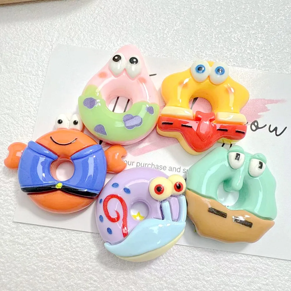 

100pcs Kawaii Resin Octopus Donut Flatback Dollhouse Accessories DIY for Phone Case Hairpin Keychain Earrings Accessories