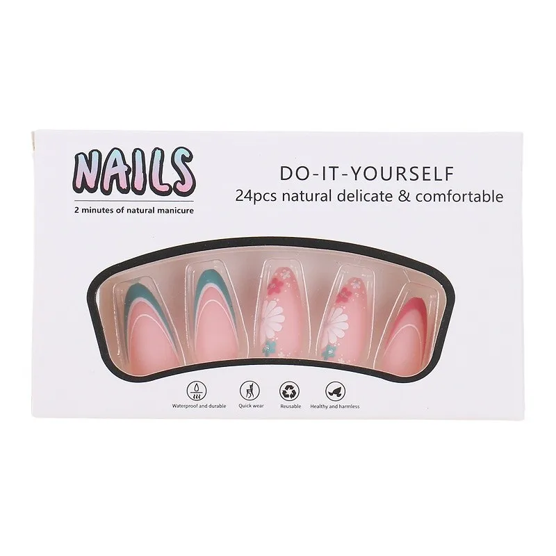 

Wear armor 24 pieces contrasting color flower French manicure pieces European and American style nail stickers