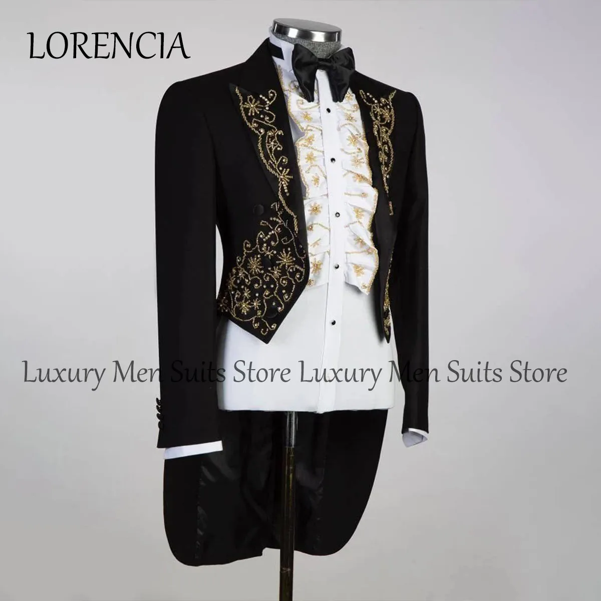 Luxury Metal Beads Men Suits Single Breasted Groom Wedding Tuxedos Slim Fit Male Prom Party Blazers 2 Pieces Sets Custome Homme