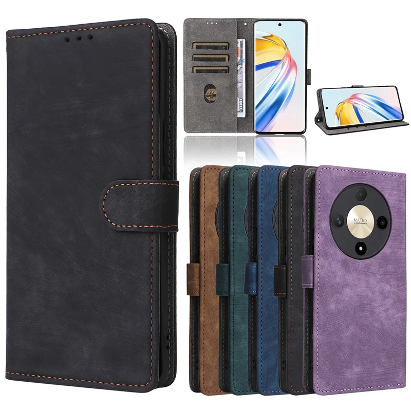 For Honor X9B 5G Case Wallet Anti-theft Brush Magnetic Flip Leather Case For Huawei Honor X9B 5G honorX9b Phone Case 6.78