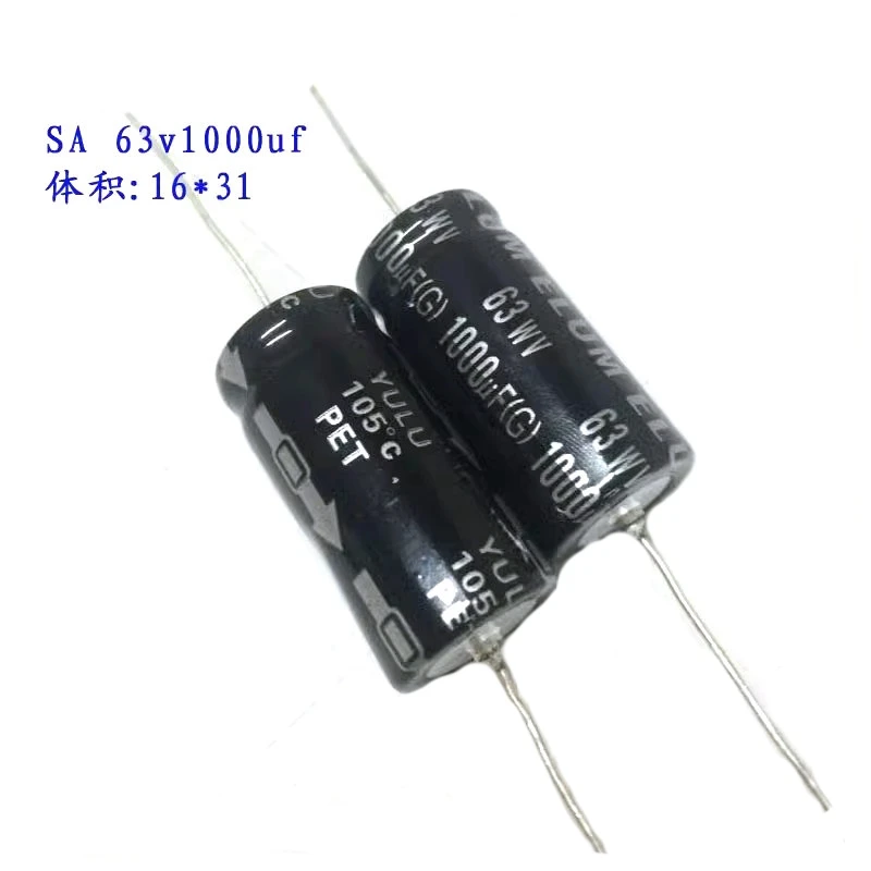 2PCS ELUM 1000uf 50v axial polarized aluminum electrolytic capacitor 63v 1000uf 16X31