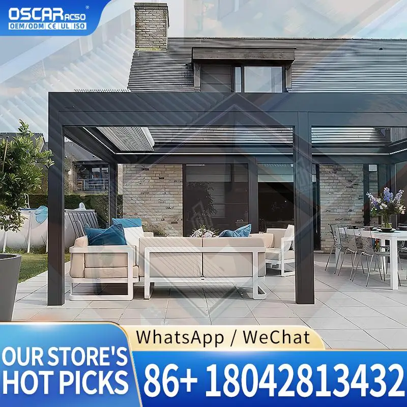 

Motorized Aluminum Outdoor Louvered Patio Cover 4x4 4x3 Bioclimatic Pergola for Backyard Garden Terrace pergola