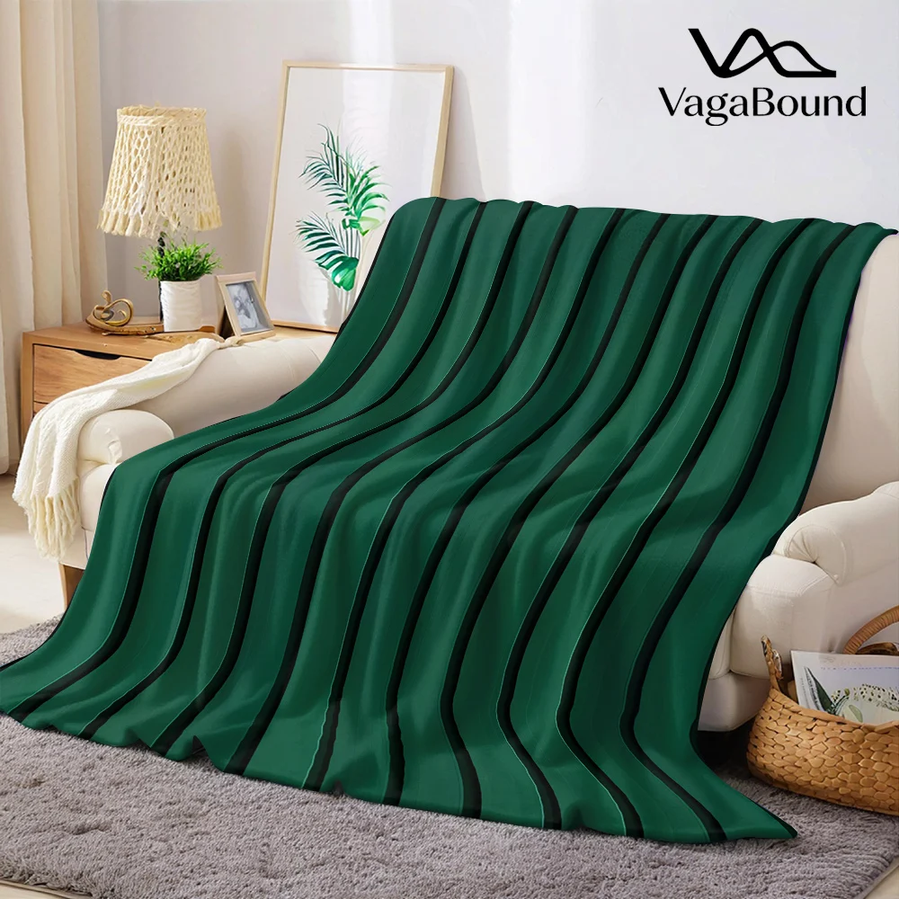 Green Vertical Stripes Flannel Blanket Warm Soft Halloween Christmas All-Season Couch Decorative Cozy Warm Gift