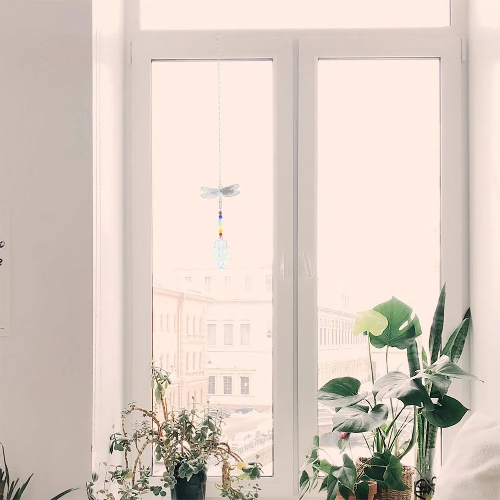 

2Pcs Crystal Dragonfly Pendant Light Decor Heart Charm Hanging Ornament for Chandelier Window Garden Party Home Decoration