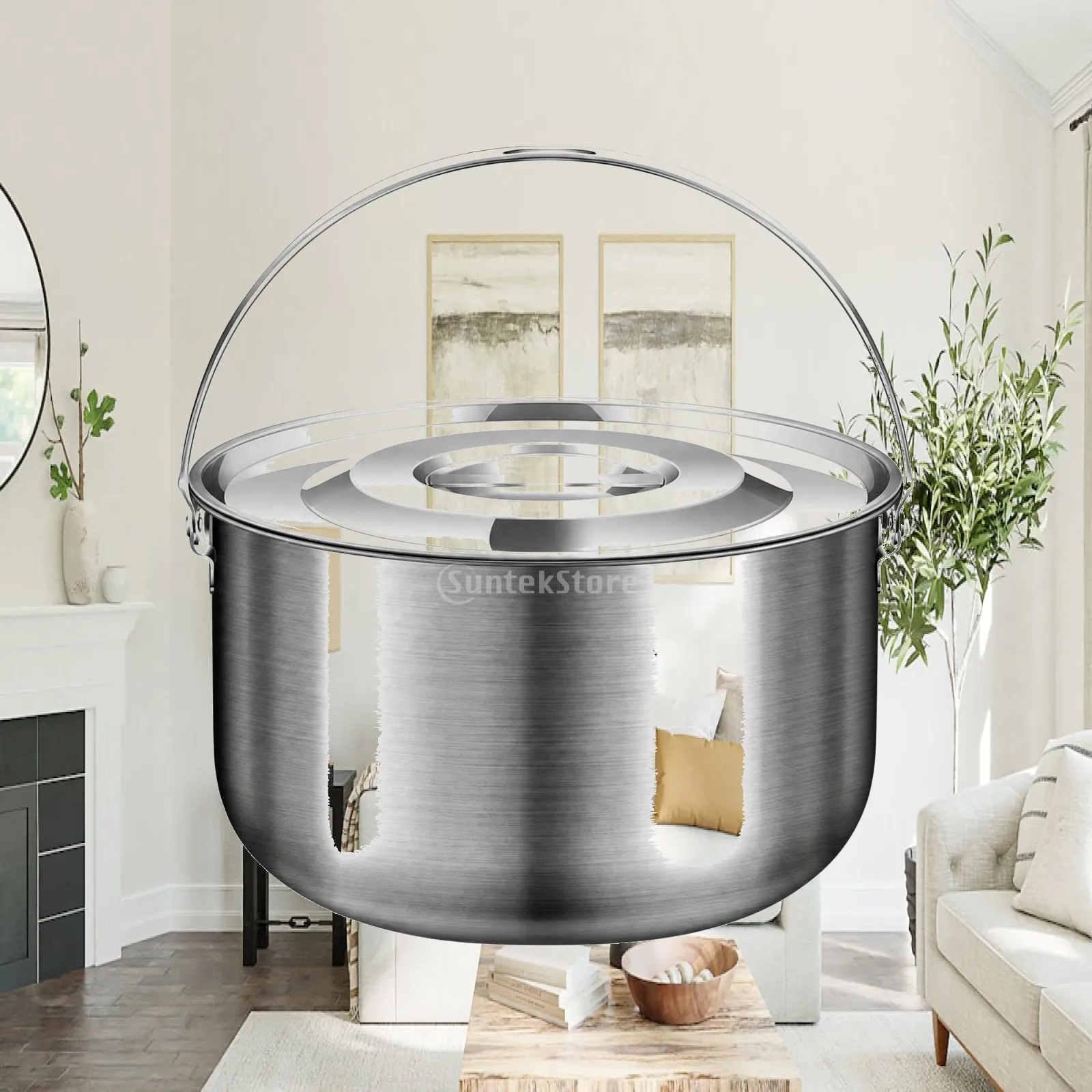 Polished Steel Kitchen Oil Jar with Lid for Convenient Storage of Cooking Oil and Rendered Fat