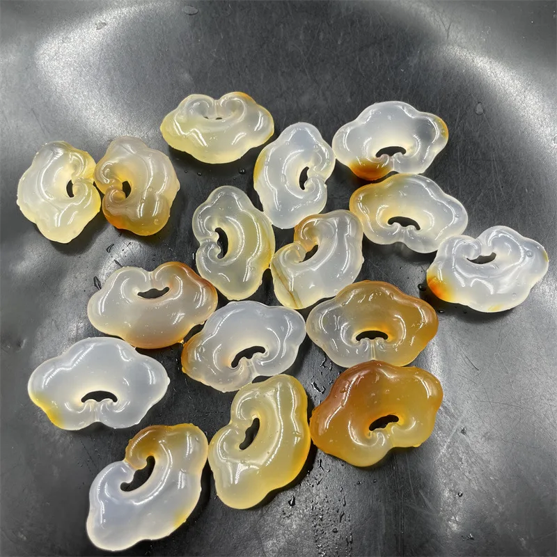 Type Yellow Chalcedony Agate Ruyi Double-Sided Cloud Lock Hanging Ornament Jade Pendant