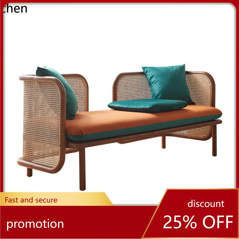 

CZ Rattan Woven Sofa Living Room Simple Solid Wood Sofa Recliner Set