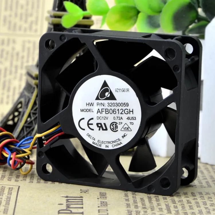 

AFB0612GH 6CM/cm 6025 12V 0.72A 4-wire PWM temperature control, large air volume fan 60*60*25MM