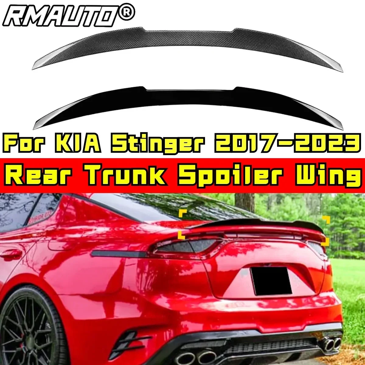 Stinger Rear Trunk Spoiler Carbon Fiber Look Sport Style Rear Wing Car Rear Spoiler For KIA Stinger 2017-2023 Car Accessories