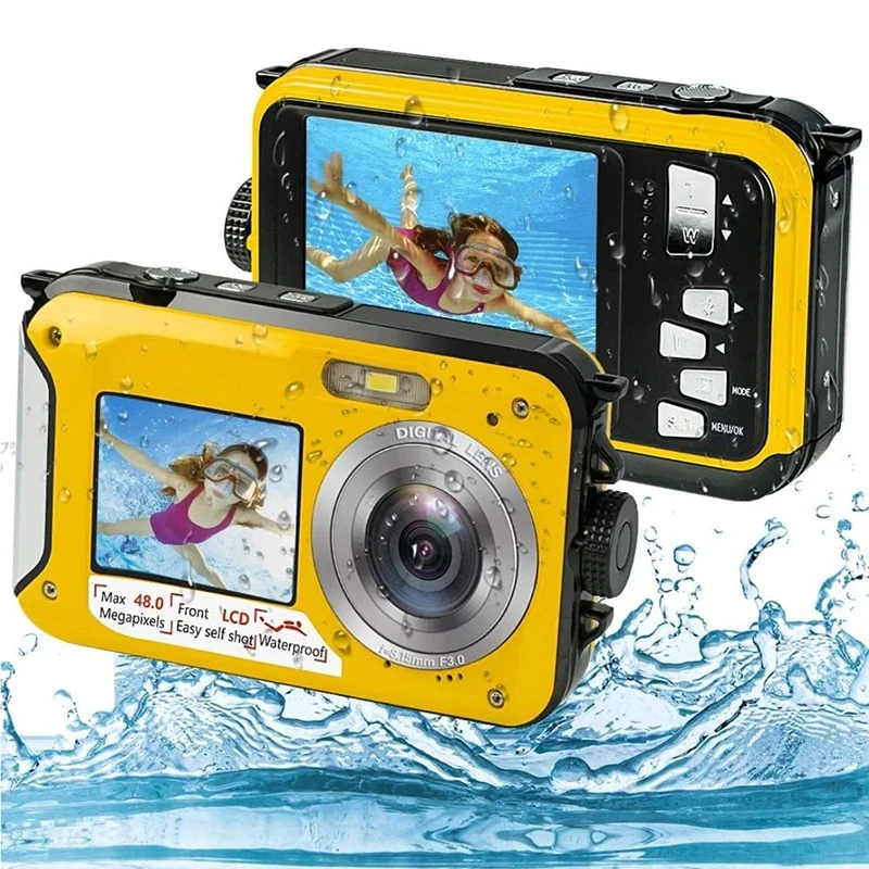 

Underwater Camera HD 48MP Digital Cameras Selfie 16X Waterproof Video Recorder anti-shake fishing Dual screen Mini 2.7In Camera