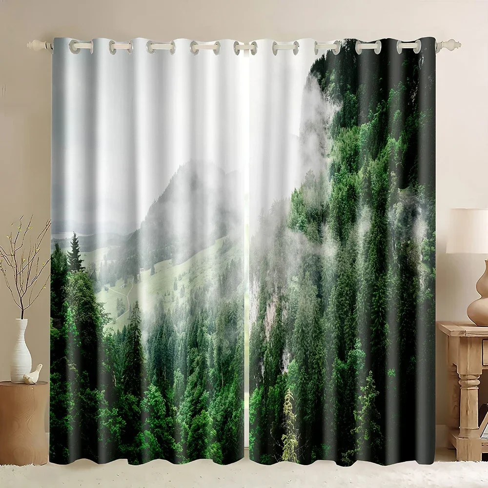 Forest with Sunshine Scene Window Drapes, Curtain Panel with Rod-Pocket Top,Blackout Window Treatment,Room Darkening Panels