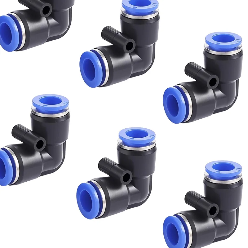 10/50Pcs PV Quick Connector Pneumatic Plug 90 Degree Elbow Plastic Quick Fitting 4mm/6mm/8mm/10mm Air Parts Pipe Push In Water