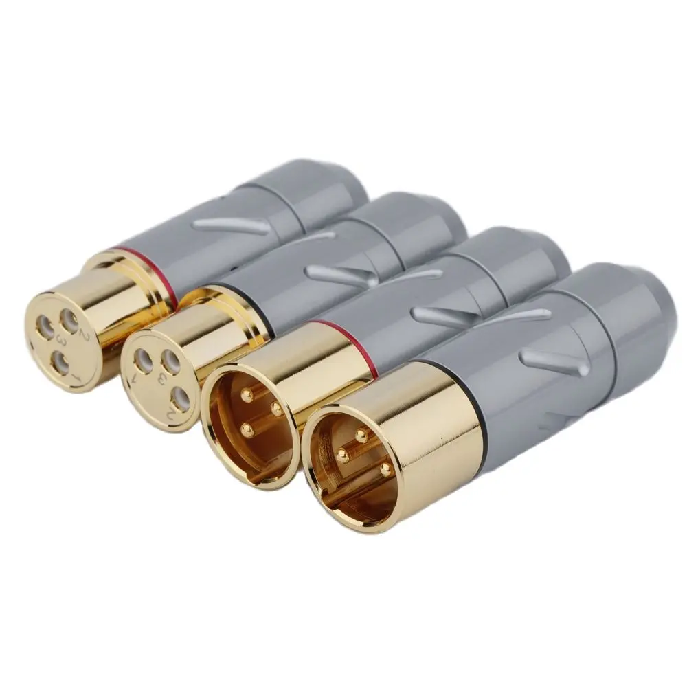 Monosaudio 99.998% pure copper XLR Connector Plug 24K 5U Gold plated  Audio Cable Balance 3Pin Hifi Audio MIC Balance Connector