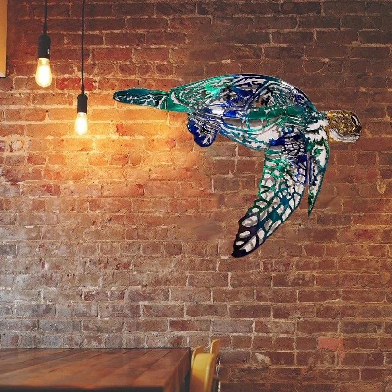 

C2 Metal Art Sailfish Sea Turtle Jellyfish Interior Decoration Crafts Wall Hanging Mount Decoration Home Room Decor Ornaments