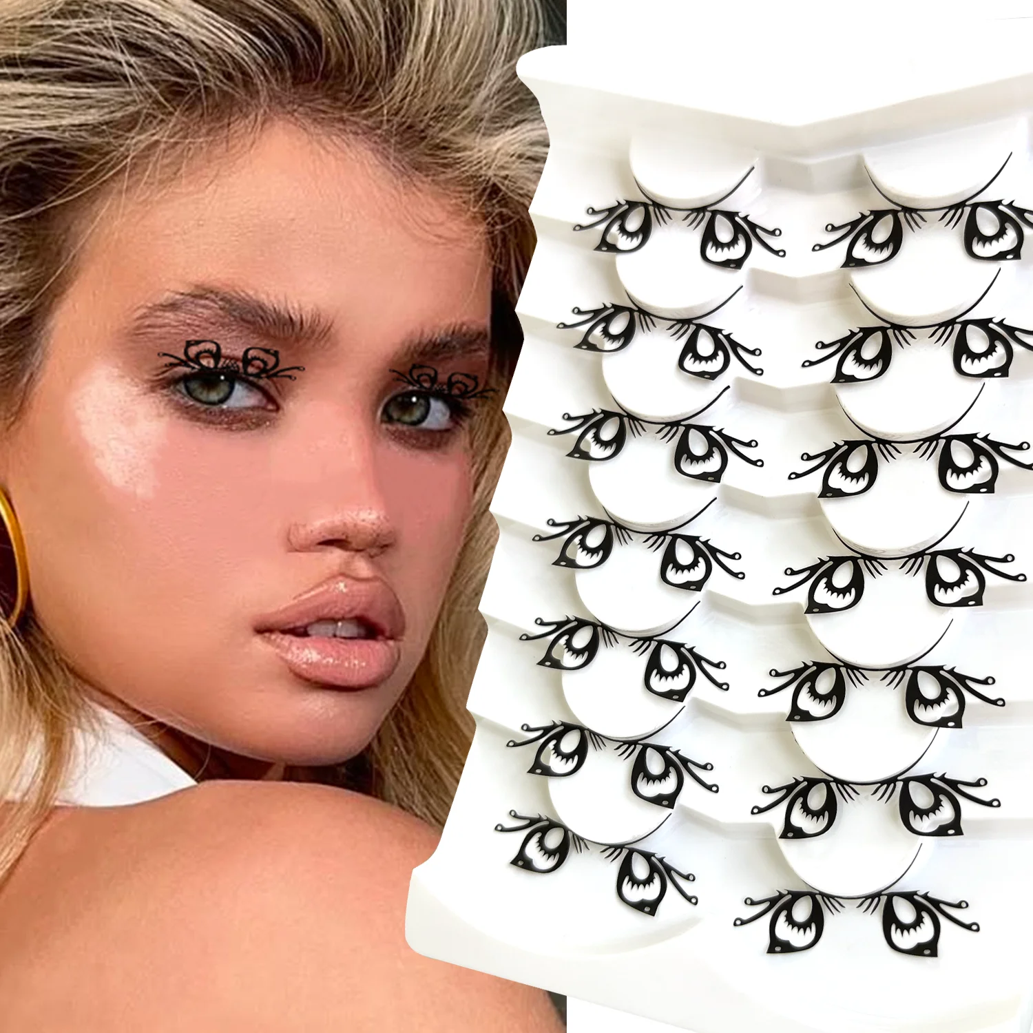 

Butterfly Spider Web Lashes for Halloween Ghost Vampire Costume Masquerade Fancy Fashion Party Look Black Paper False Eyelashes
