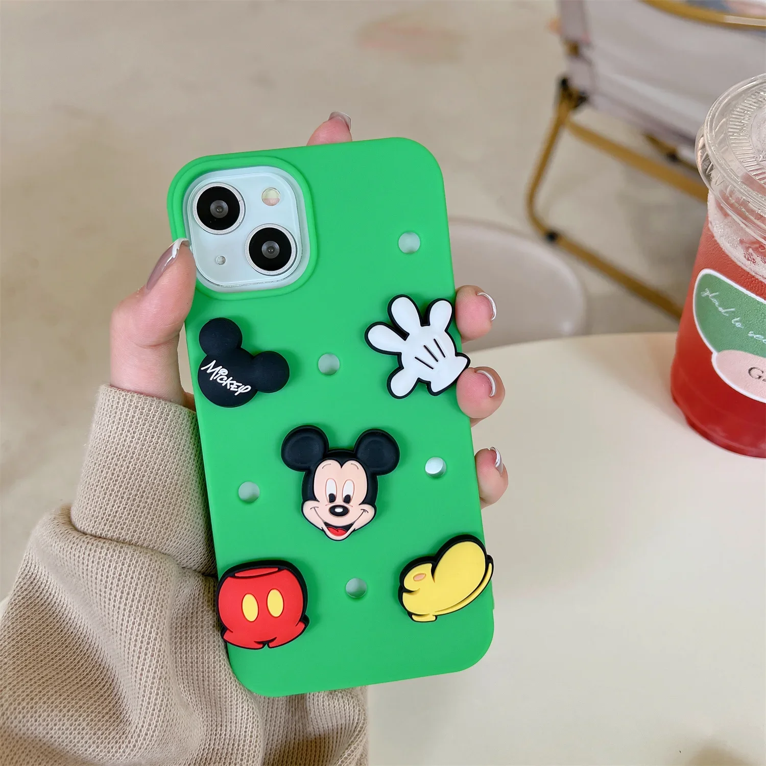 Luxury Disney Mickey Mouse DIY Couple 3D Stereoscopic Phone Cases For iPhone 15 14 13 12 11 Pro Max XR XS Plus SE 2023 BackCover