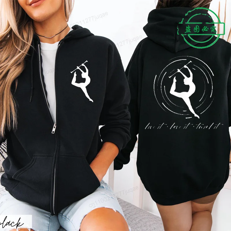 

Love It Live It Twirl It Baton Twirling print Zip Hoodies for Women dance girl Graphic Zip Up Hoodies Harajuku Zipper Streetwear