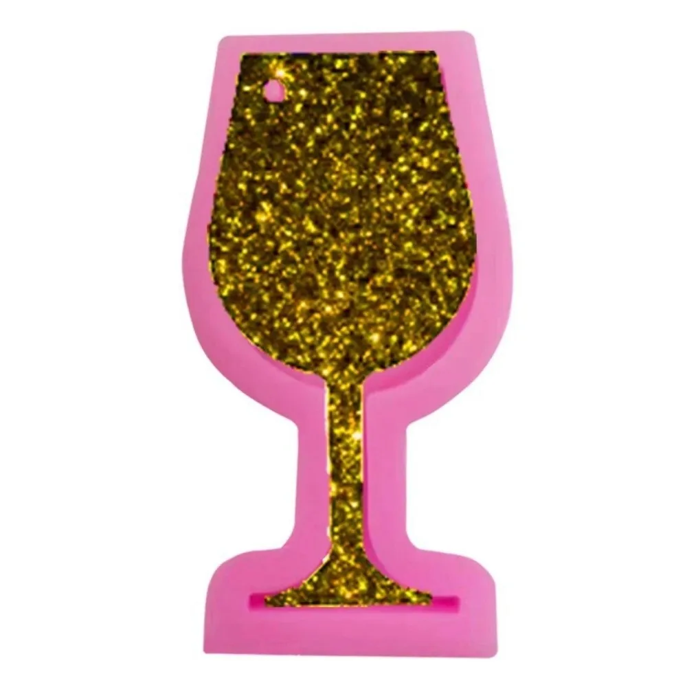 Food Grade Silicone Silicone Mold Odorless Wine Cup Shape Chocolate Mold With Hole Nontoxic Keychain Mold Polymer Clay