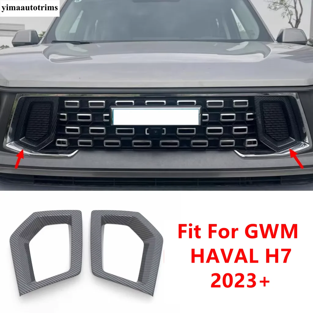 

Car Front Middle Grille Net Grill Slats Mesh Frame Cover Trim Carbon Fiber Accessories Exterior For GWM HAVAL H7 2023 2024 2025