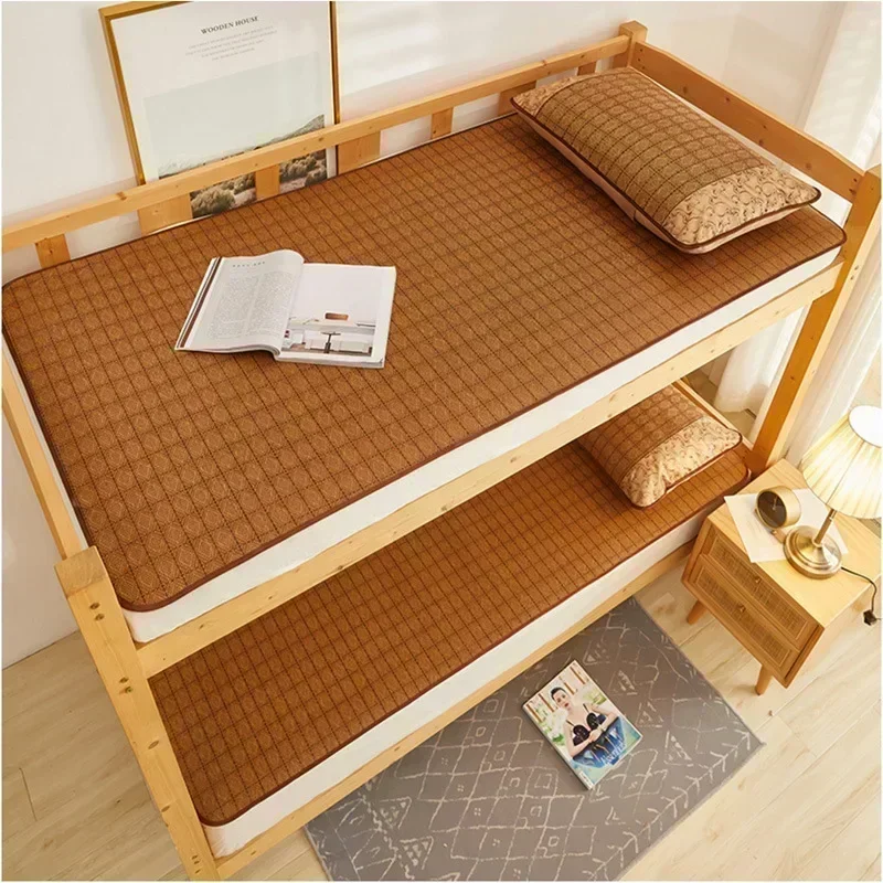 Summer Rattan Mat Double Bed Dormitory Student Cool Bedspread Foldable Straw Mattress Bed Cover Ground Sheet