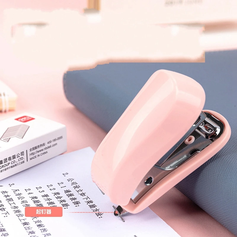1PCS Cute Macaron Color Mini Stapler For Student Stationery Combo Set Convenient  Stapler and Staples For Binding Paper