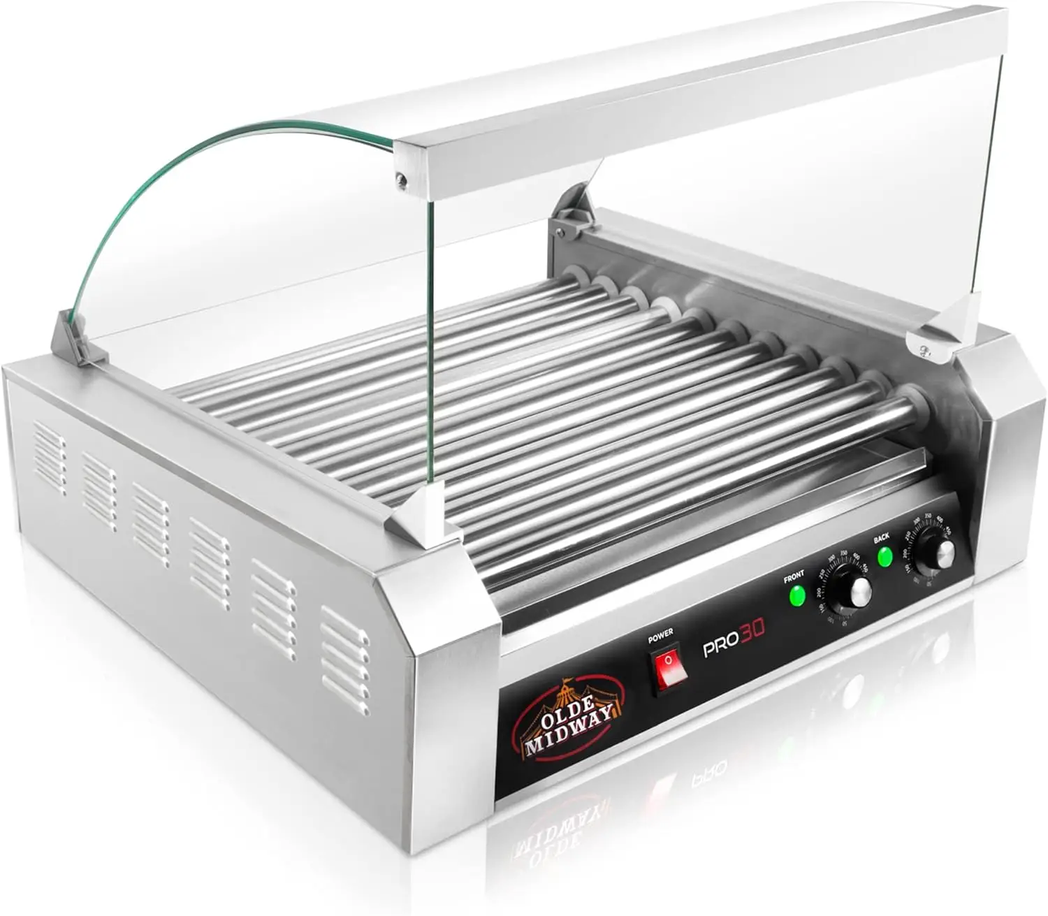 Electric 30 Hot Dog 11 Roller Grill Cooker Machine With Cover 1400-Watt - Commercial Grade