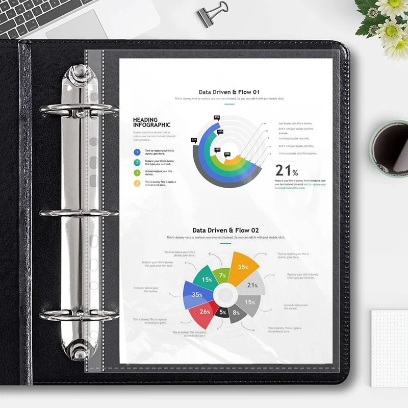 200PCS A4 Multipurpose File 11-Hole Loose Leaf Clear Sheet Page Document Punched Pocket Folder Protector For Files Paper Durable