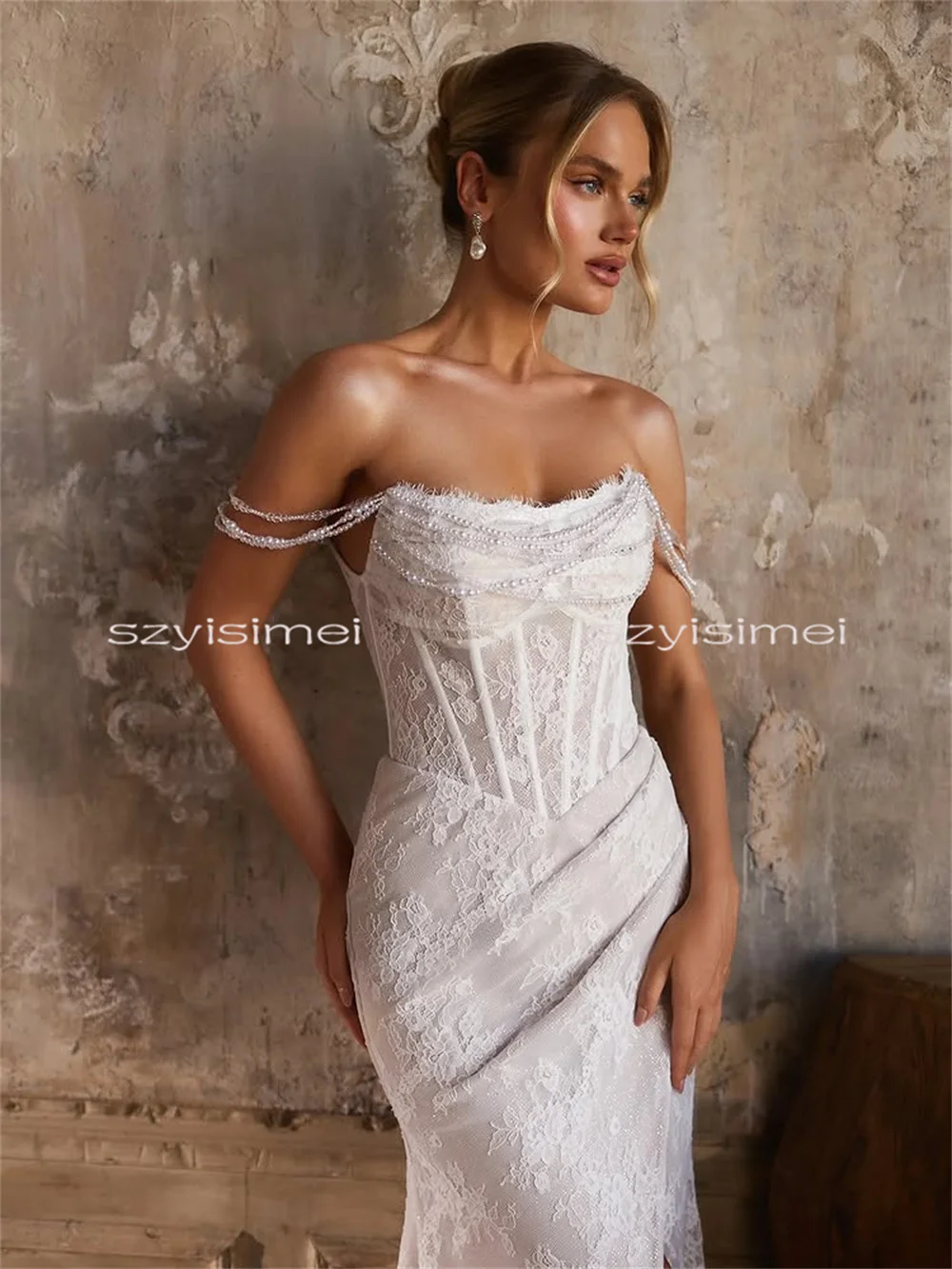 Modern Sweetheart Wedding Dress with Front Split Mermaid Silhouette Sweep Train Bridal Gown for Brides vestidos de novia image 2