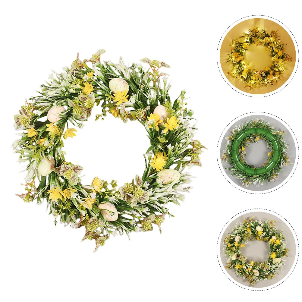 

Easter Egg Garland Wreath for Front Door Spring Hanging Decor Indoor Outdoor Use Exquisite Craftsmanship Fading Resistant