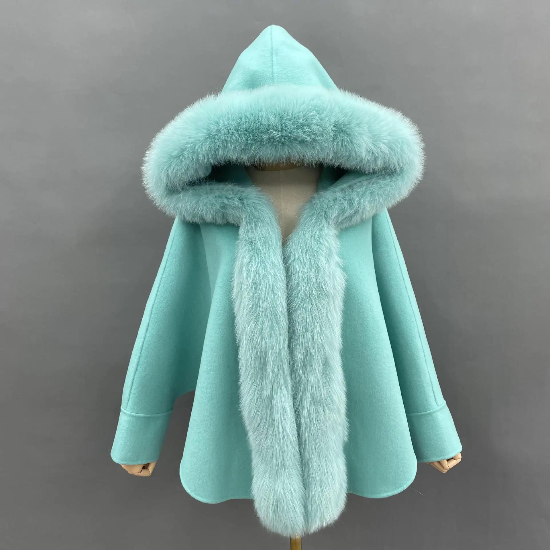 2023 new Double-Faced Woolen  fur Cape Style Spot Factory Fur Cloak Fox Fur Fur Shawl Fox Fur Fur Collar Coat