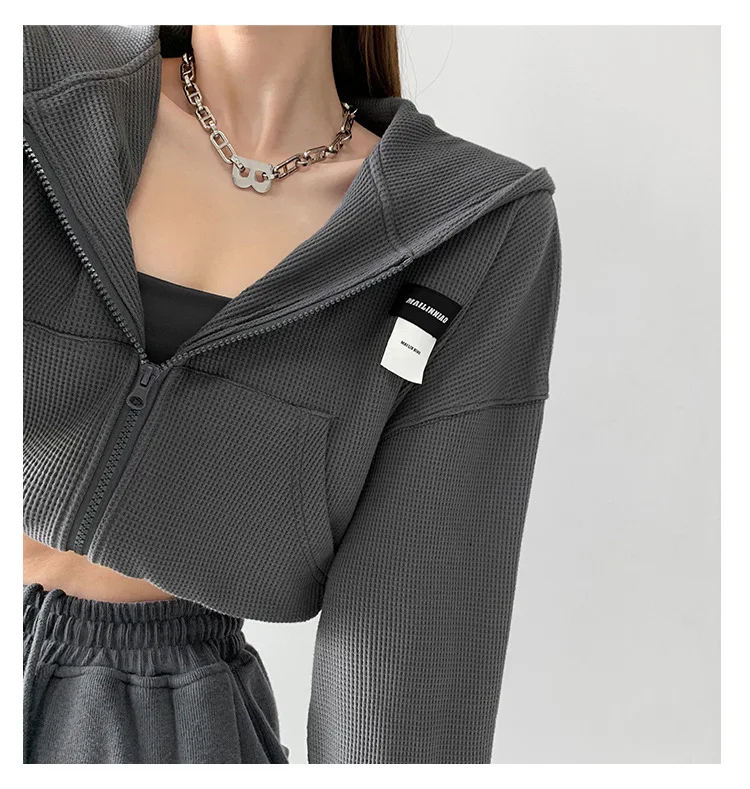2025 Long Sleeved Sports Jacket Women's Early Autumn New High Street Korean Version Ins Loose and Versatile Slimming Hooded Swea
