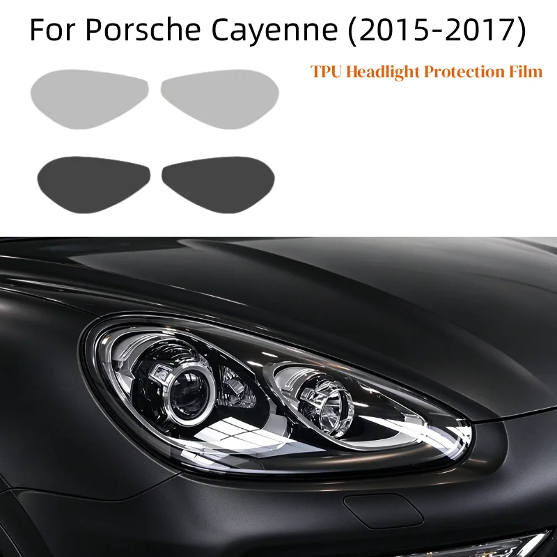 For Porsche Cayenne 2015-2017 Pre-cut TPU Car Headlight Film Clear Smoked Glossy Protection Film PPF Anti-scratch Sticker