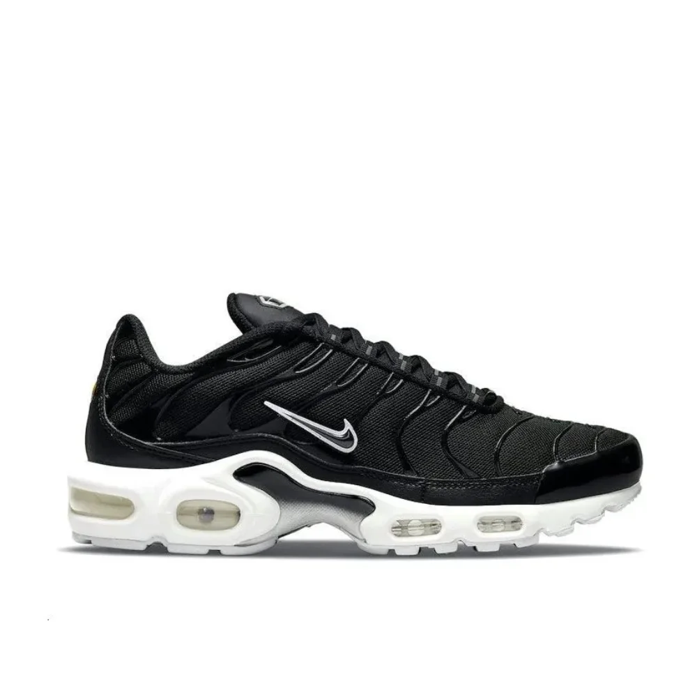 Nike Air Max Plus TN Low Top Casual Running Shoes Comfortable Shock Absorption Men's and Women's Black and White Colorway