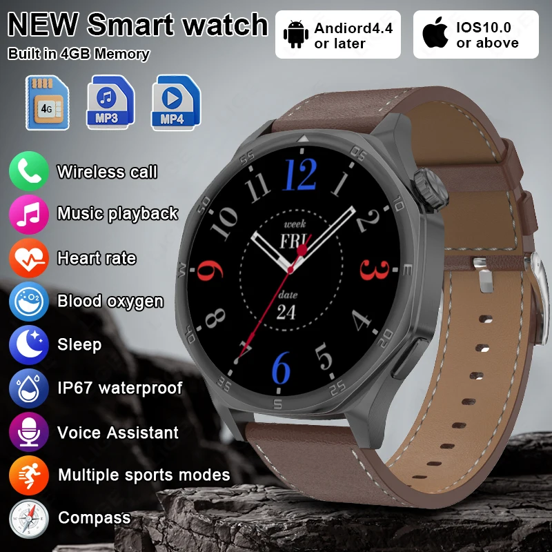 LIGE Smart Watch Men Watch 4GB Memory Bluetooth5.3 Talking Music Video Player Heart Rate Monitor NFC Compass Man Smartwatch 2025