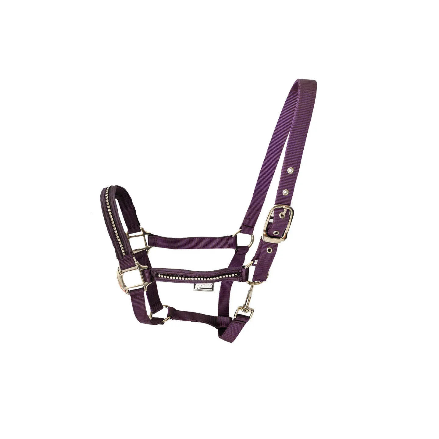 Halter de Cavalo em Nylon com Strass Ajustável, Cabeçada Decorativa com Cristais, Equipamento de Treinamento Equestre