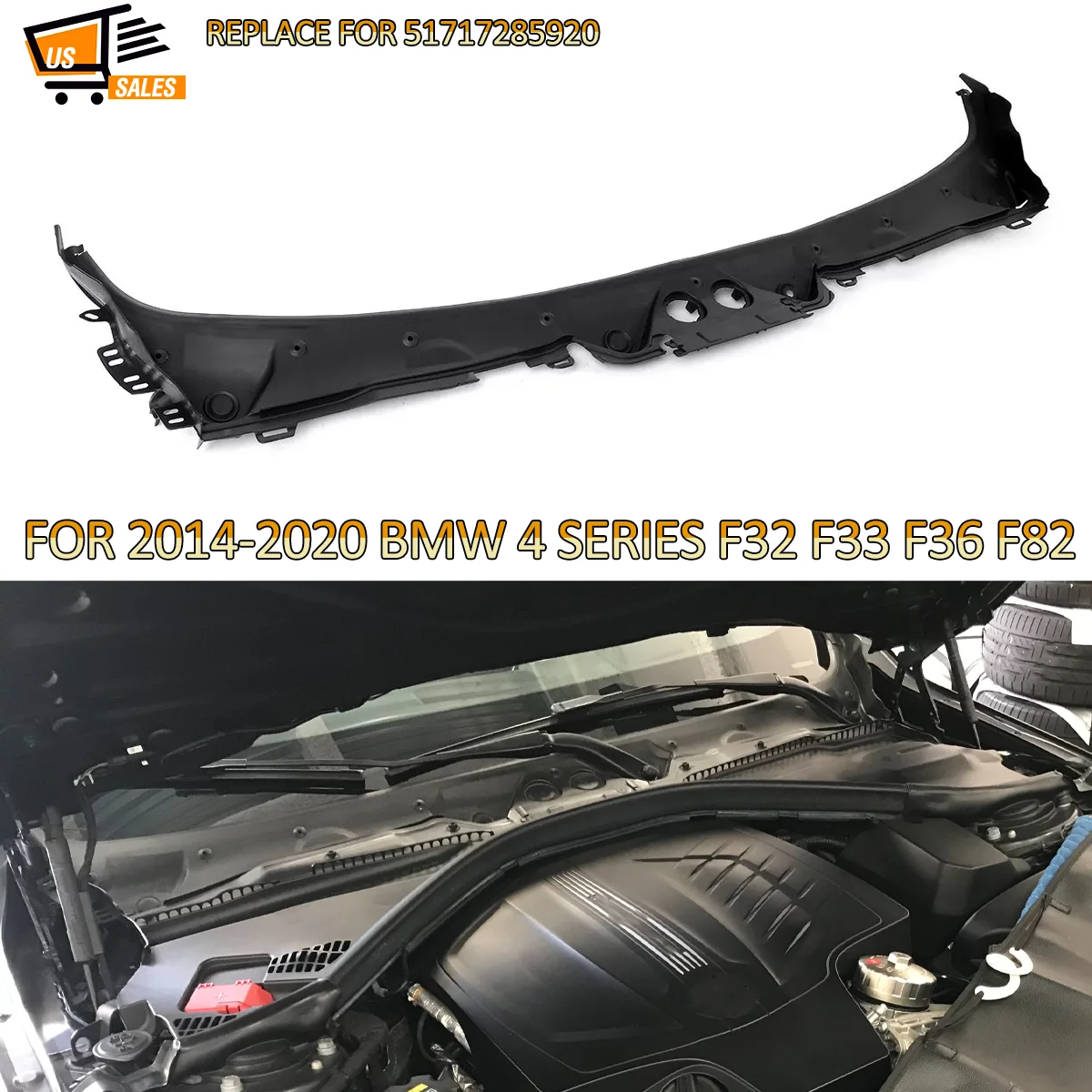 

Капот стеклоочистителя для BMW серии 4 F32 F33 F36 F82 430i 440i 2014-2020, запасная водяная деталь ветрового стекла для 51717285920