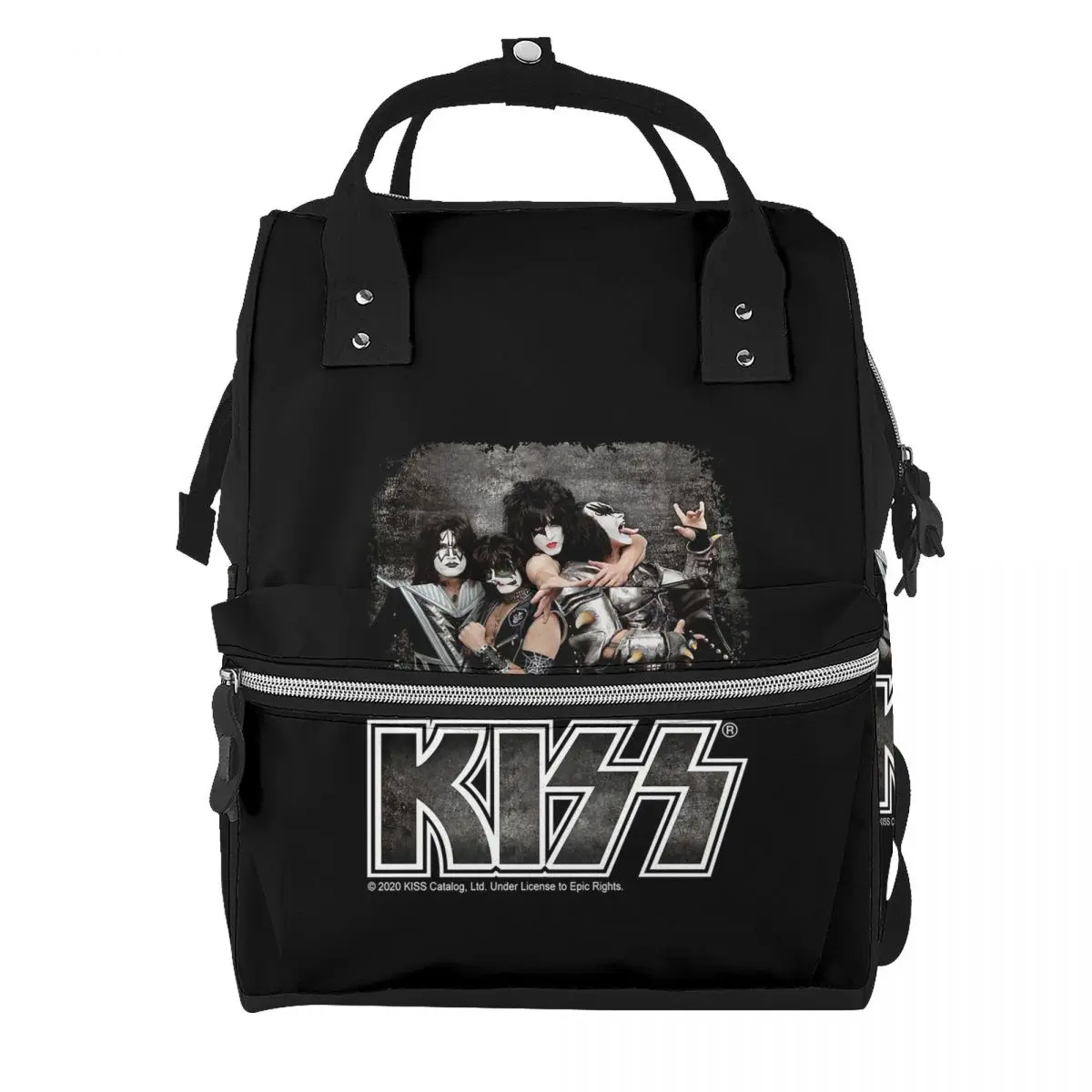 Kiss Rock Band Retor Student Backpack School Bag Hiking Travel Daypack for Men Women Bookbag Shoulder Bags