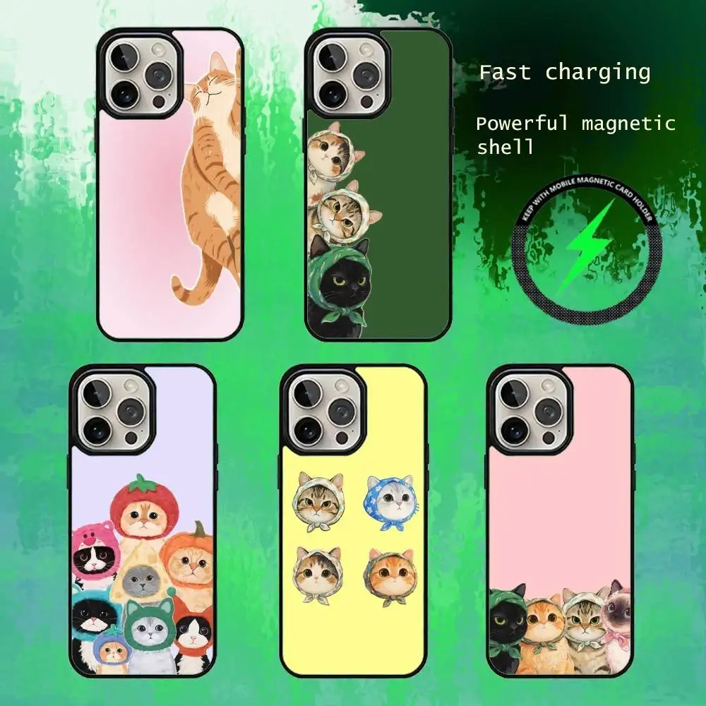 

cute cat Phone Case For iPhone17,16,15,14,13 Plus,Pro Max Magnetic For Magsafe Wireless Charging