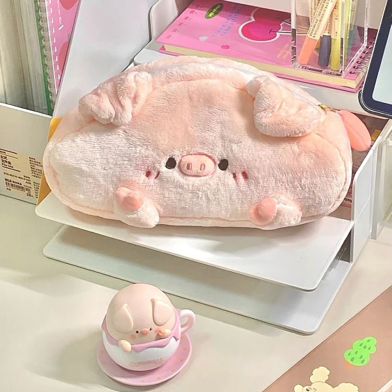 ตุ๊กตาสัตว์น่ารักดินสอกระเป๋า Creative Kawaii หมูสีชมพูเครื่องเขียนกระเป๋าสําหรับเด็ก Great ของขวัญดินสอกรณี