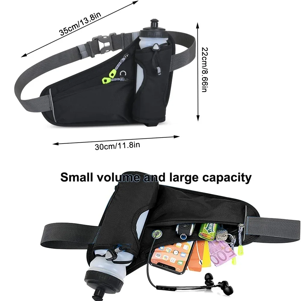 Fanny Pack with Water Bottle Holder Running Belt, Adjustable Strap Reflective Hydration Waist Bag,Running Hiking Walking Camping - Image 6